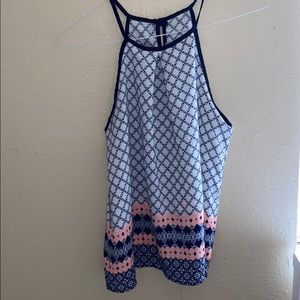 white and blue tank top